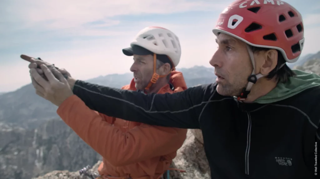 Erblindeter Kletterer Erik Weihenmayer klettert die 365-Meter-Route "The Incredible Hulk" in der Sierra Nevada. Kletterpartner ist Timmy O’Neill, Fotograf Heinz Zack